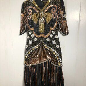 Womens Black and Sequins Gown/Dress. Size Small